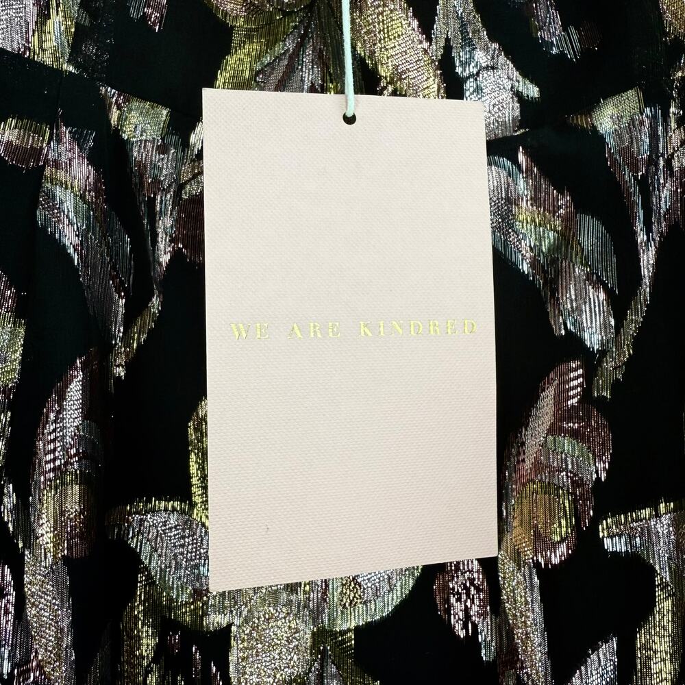 New w/ Tags WE ARE KINDRED silk metallic floral dress HARLOW FLOUNCE gown. - Picture 14 of 17